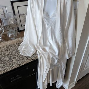 Elegant White Lace Trim Sleepwear Set